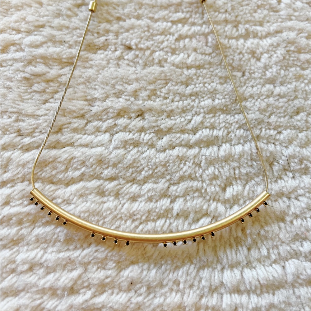 Madewell Abstract Choker Bar Collar Statement Necklace Gold Black Stones Gems